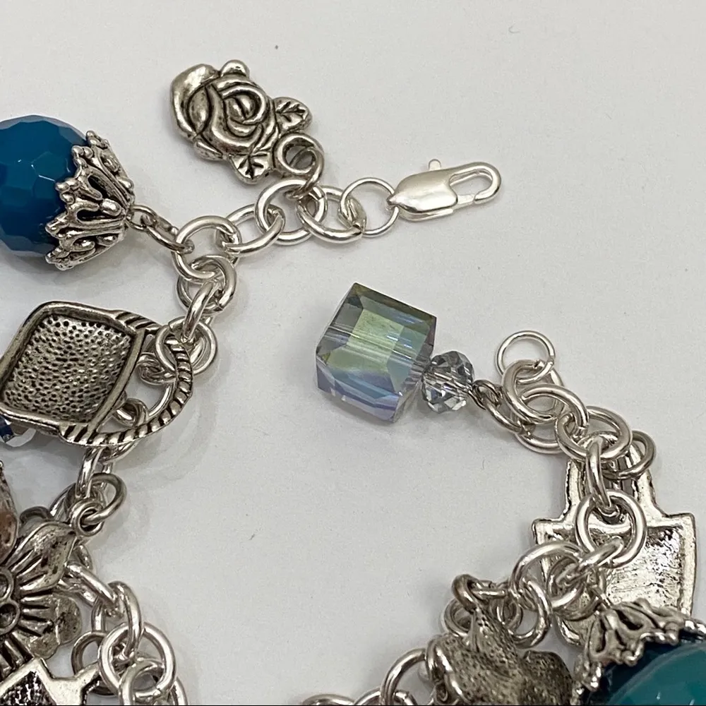Handmade Blue/Silver Loaded Charm Bracelet - Image 8