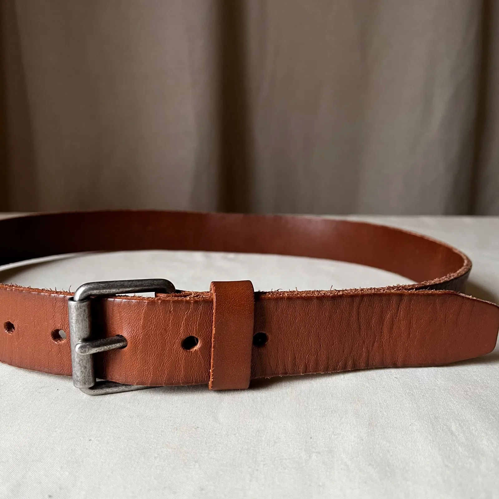 J.Crew Women's Tan Leather Belt 1.25" Classic Brown Minimalist Size 30 - Image 2