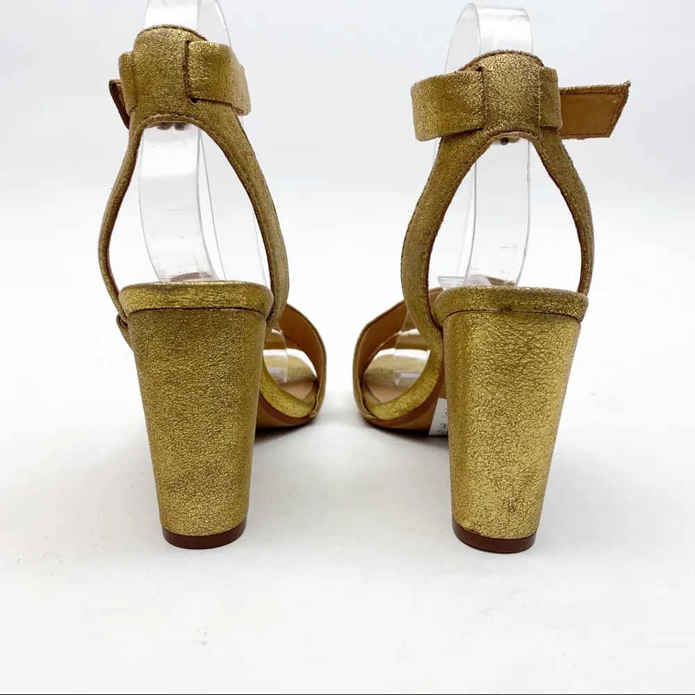Madewell Liv Leather Heeled Occasion Sandals: Metallic Pyrite Gold - Image 9