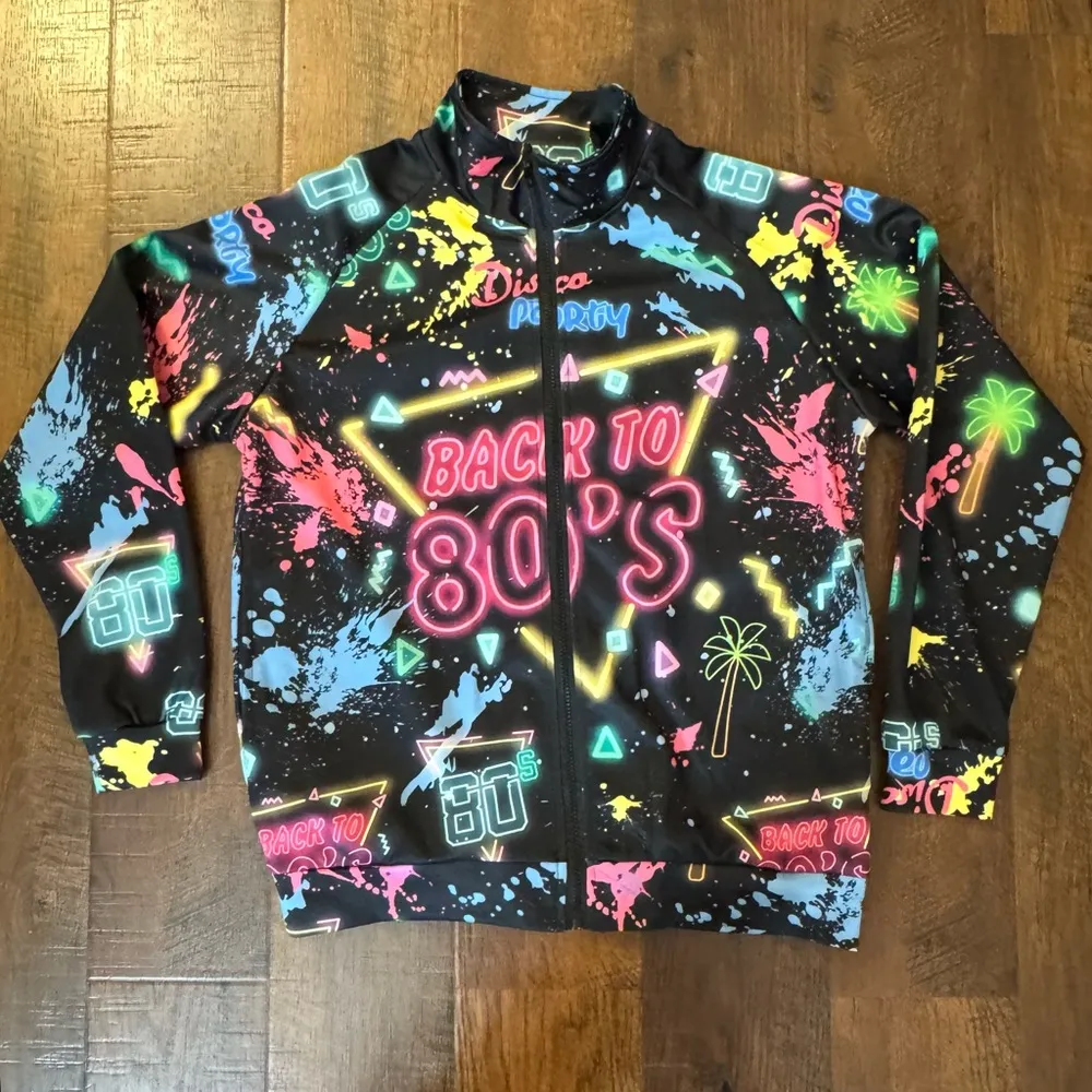 Retro 1980s style two piece track suit! Size M, Unisex, NWOT Black Size M - Image 6