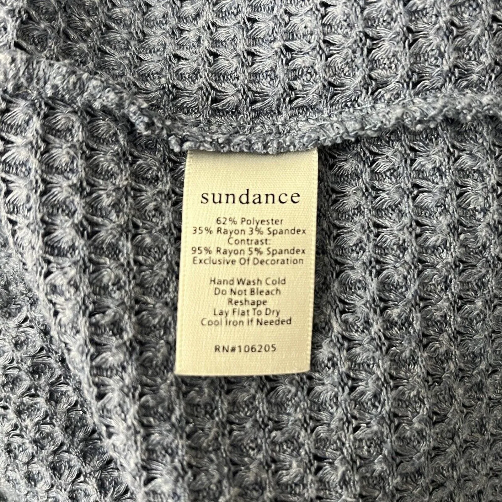 Sundance Shirt Womens Small‎ Blue Ribbed Knit Thermal Lightweight Casual Lounge - Image 7