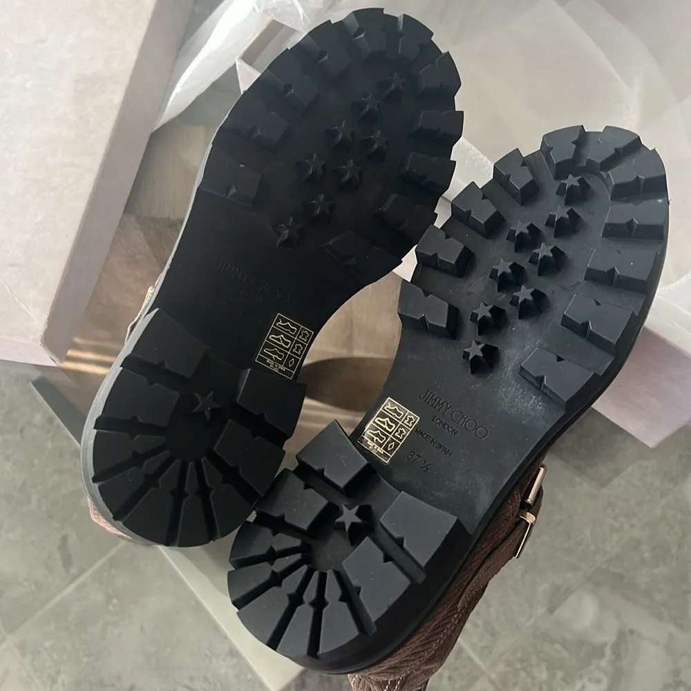 NEW Jimmy Choo Youth II Corduroy Suede Boots, Brown/Clay Size 37.5 New in Box - Image 10