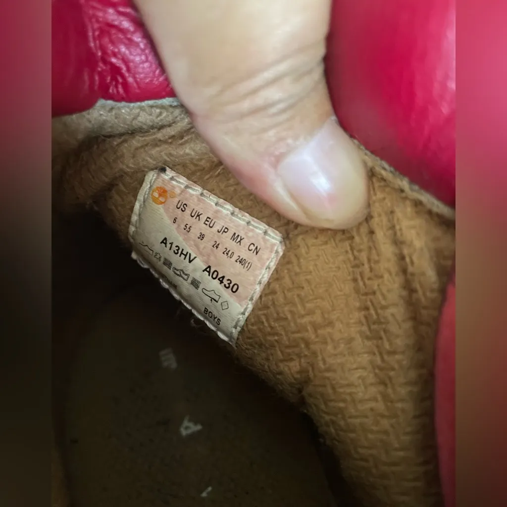 Timberland Cherry Red Leather Boots - Image 8