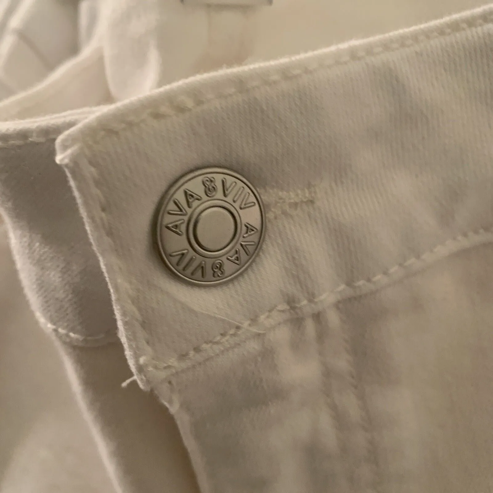 Ava & Viv Women's Jeans Pockets Skinny Fit Stretch Cut-Off Size 24 White - Image 4