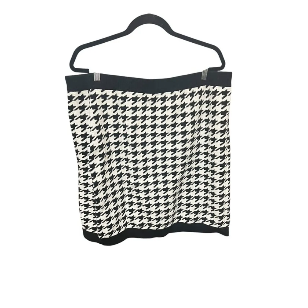 Skies are Blue Curvy Houndstooth Skirt Womens 3X Academia Career Black White - Image 3