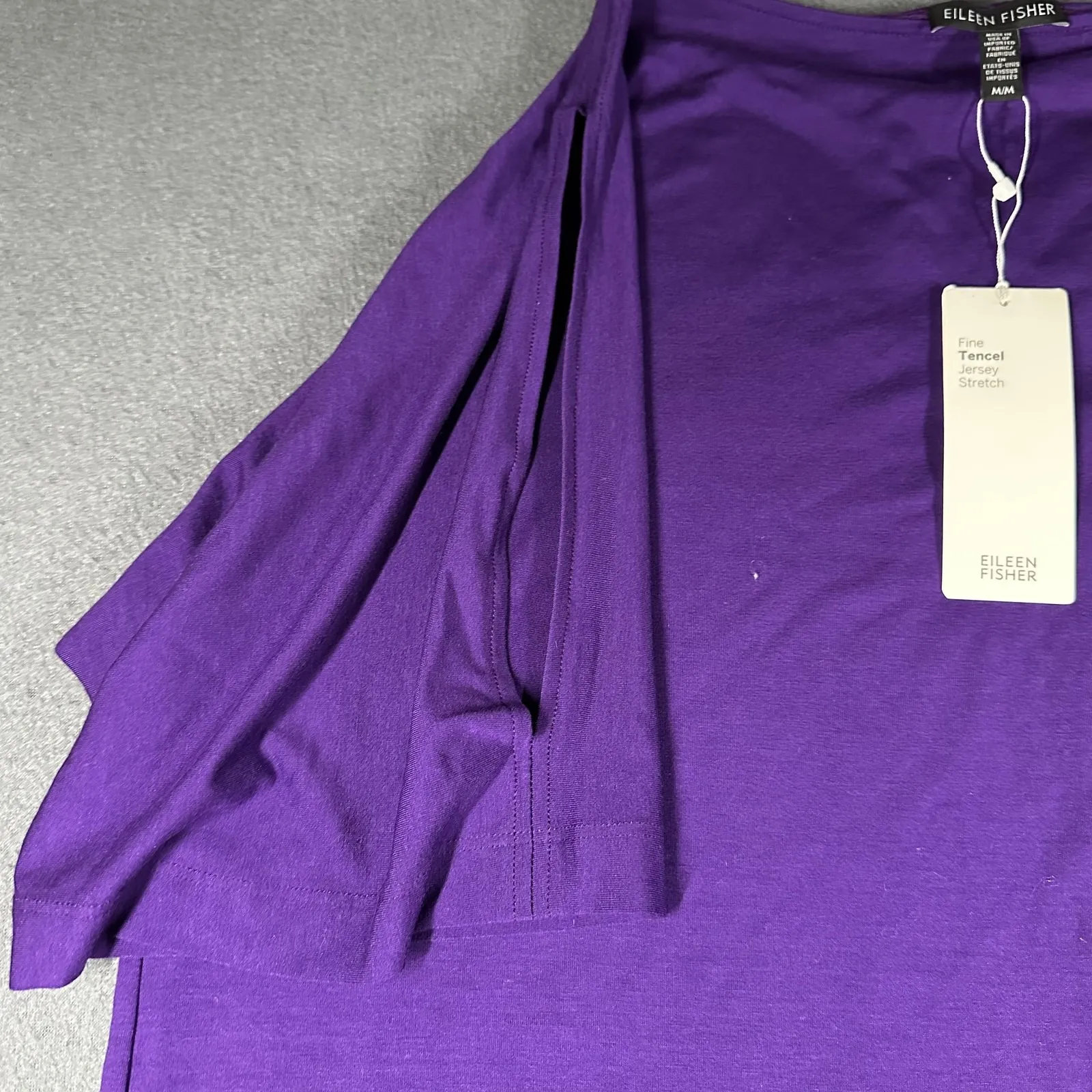 Eileen Fisher Dress Womens Medium Purple Tencel Jersey Bateau Kimono Shift - Image 6