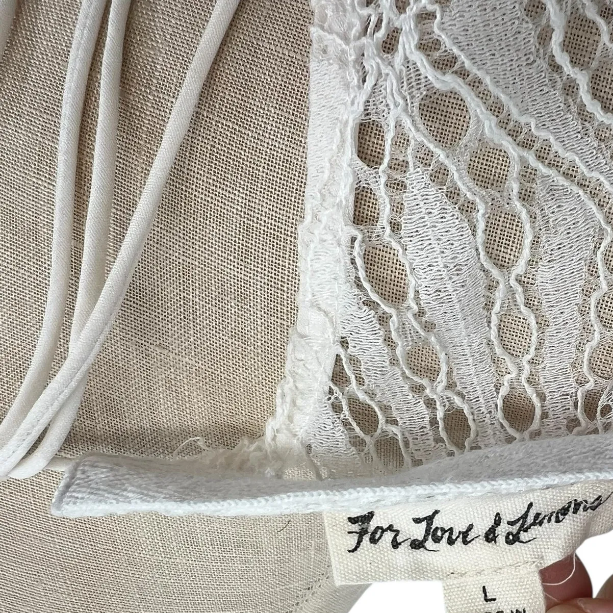 For Love and Lemons Bright Lights Lace Crop Top White Cream Size Large - Image 11