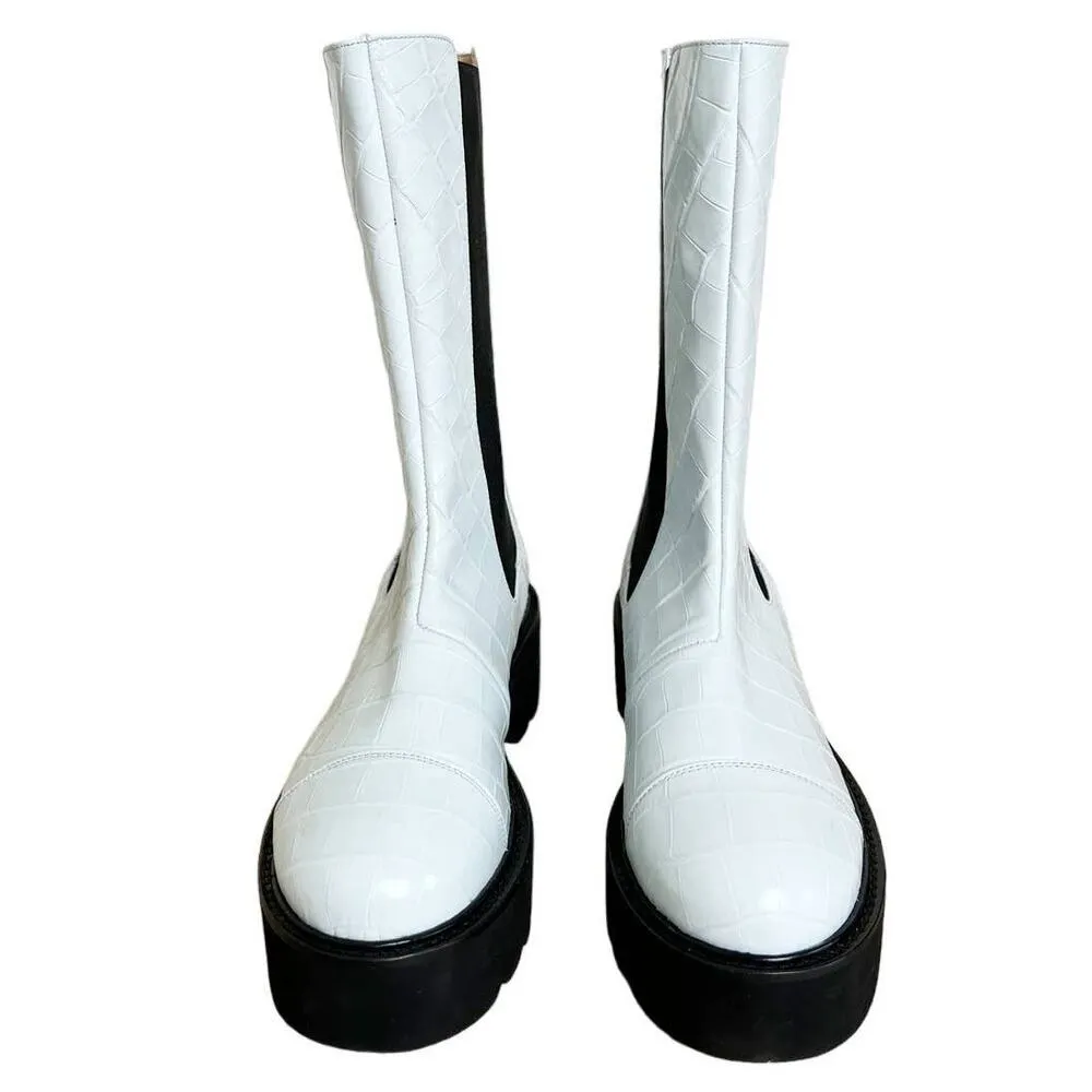 NEW Stuart Weitzman Presley Ultralift Lug Sole Croc Boot Light Blue US 8 EU 38.5 - Image 3