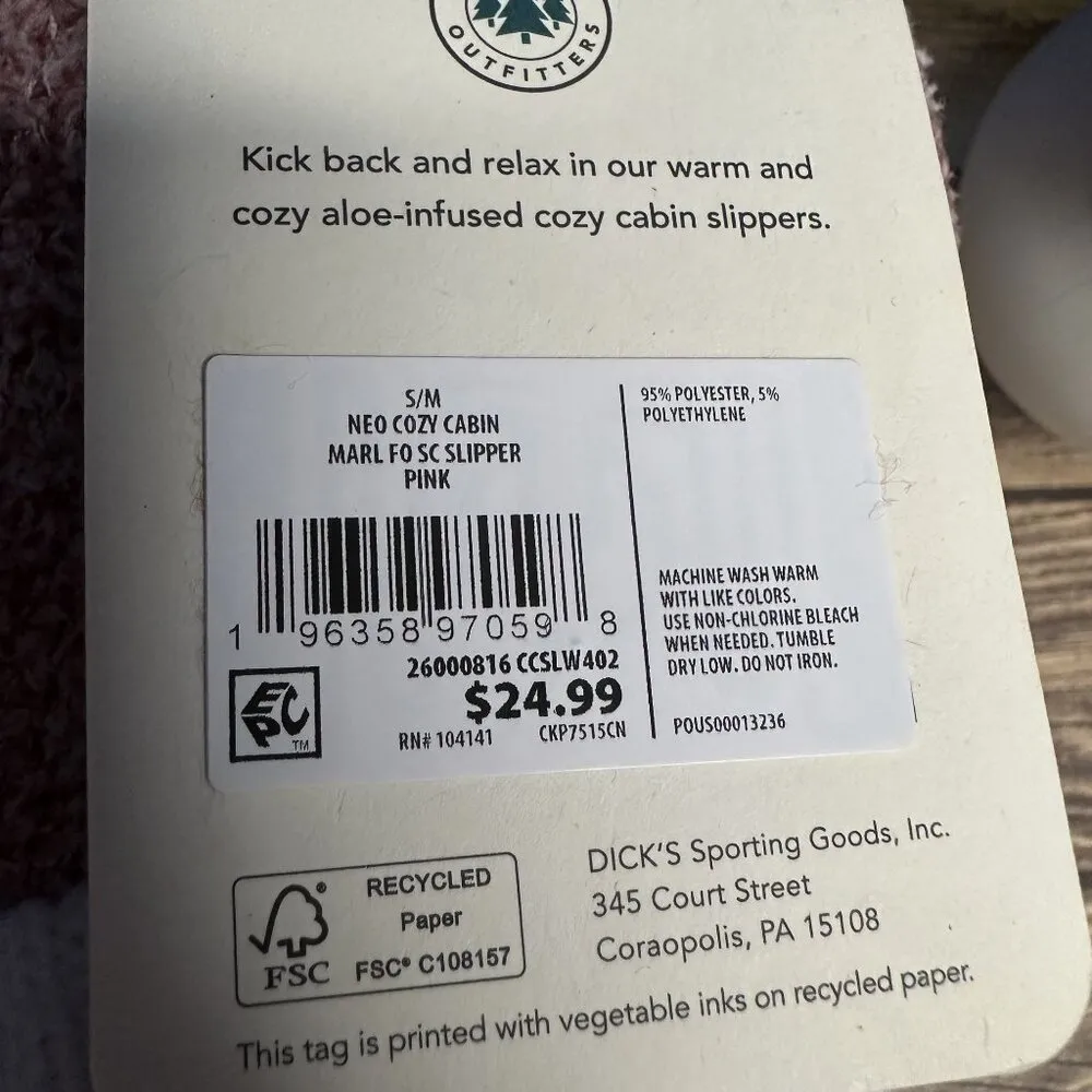 Northeast Outfitters Women's Cozy Cabin Slippers NWT Size S/M (Marl Pink) White - Image 8