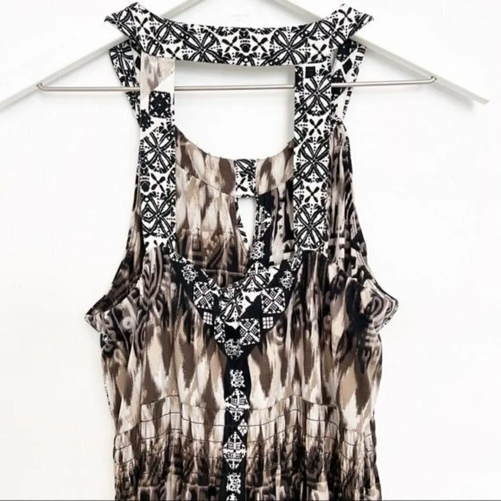 Soma Cutout Maxi Lounge Dress in Brown Black Comfy Casual Stretch Summer‎ Beachy - Image 6