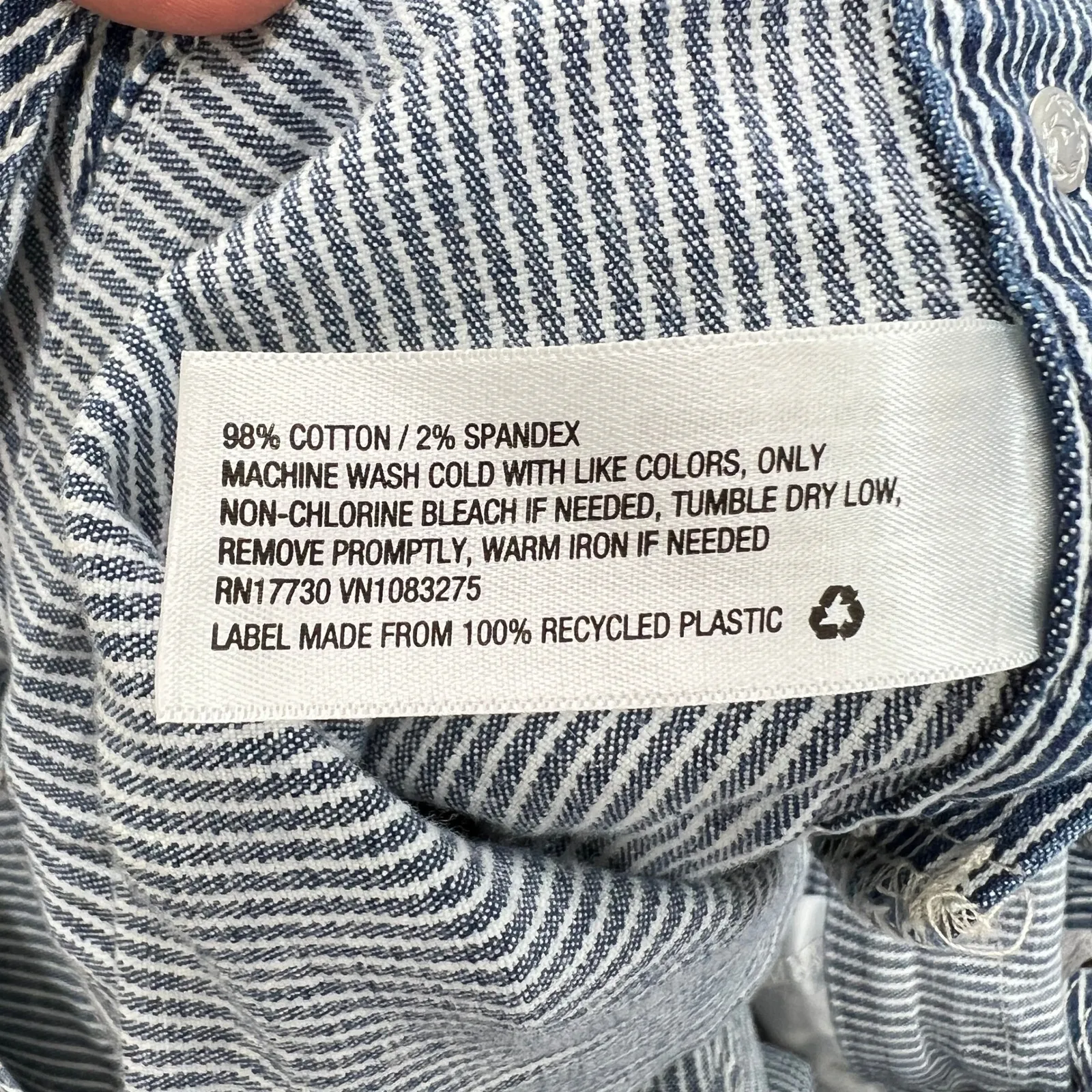 Target Universal Thread Denim Overalls Romper‎ Striped Blue White Cotton Blend Size 10 - Image 6