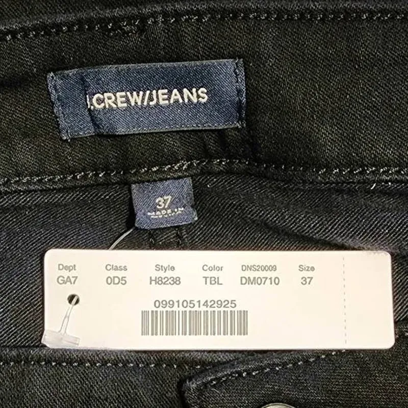 J Crew Curvy Toothpick Jean True Black Plus Size High Rise Jeans 37/24 NEW - Image 3