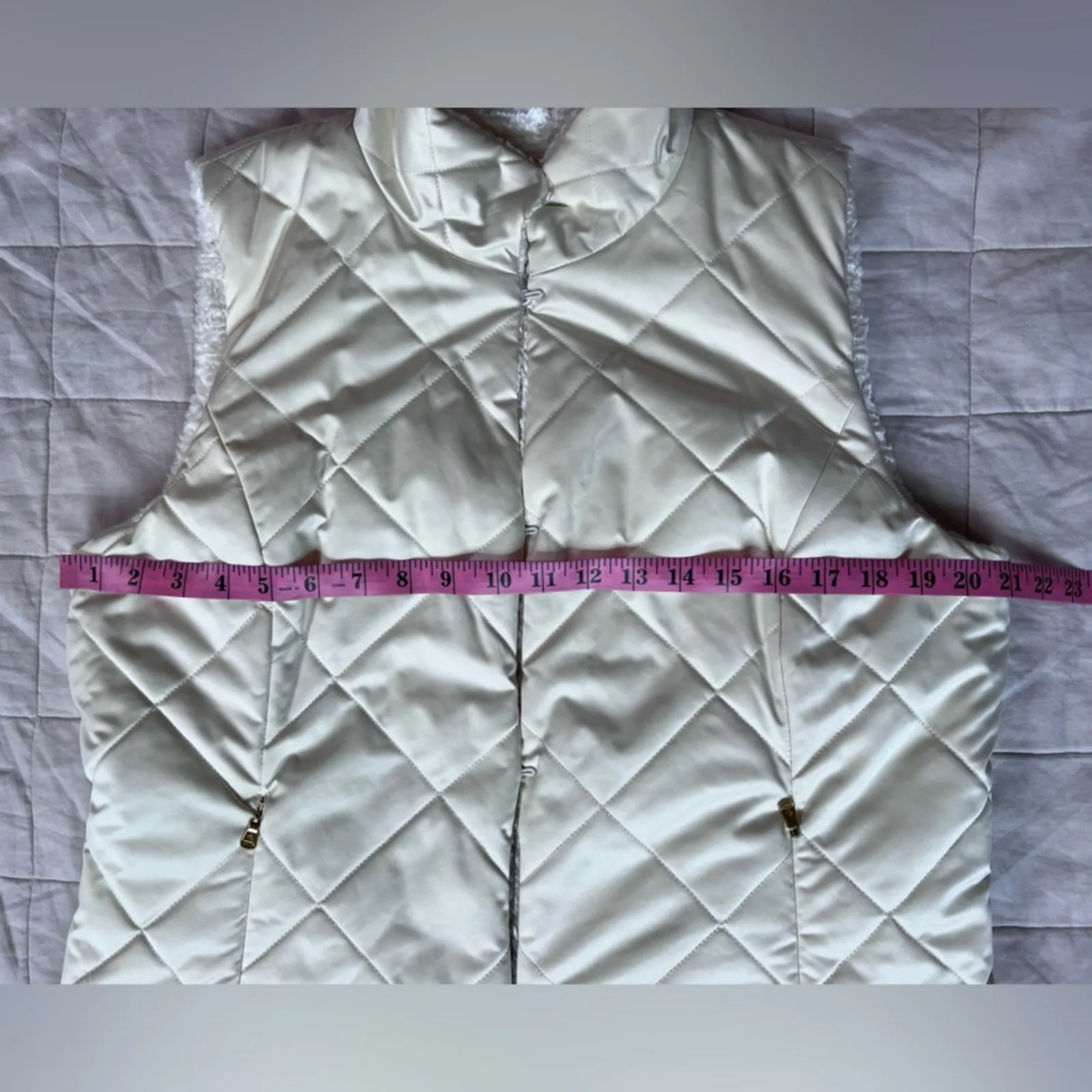 Lauren Ralph Lauren Ivory Reversible Faux Fur/Quilted Vest - XL - Image 8