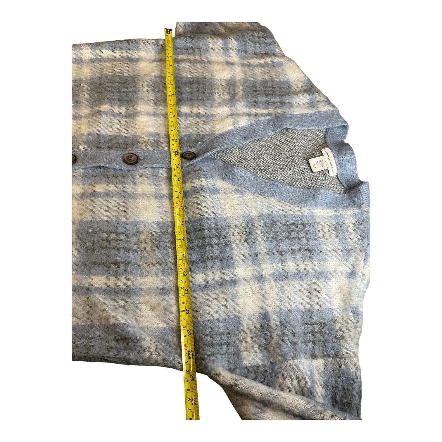 Cupcakes and‎ Cashmere Women's Blue Plaid Knit Button Down Cardigan Sweater - Image 9