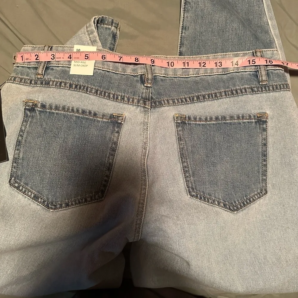 Tribal NWT 50th Anniversary Audrey color block mid rise slim cropped jeans sz 10 Blue - Image 10