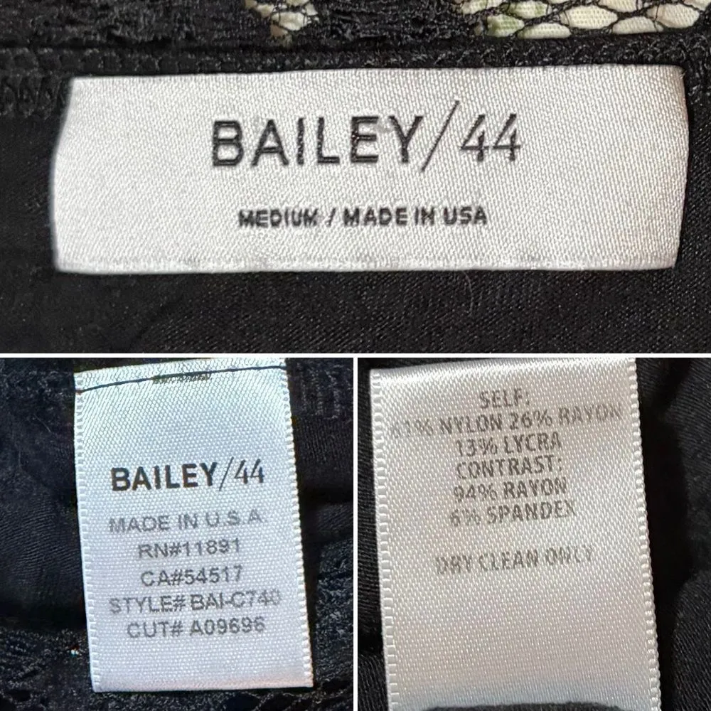 Bailey 44 Scalloped Black Lace Off-Shoulder Blouse Boatneck Long Sleeves M - Image 9