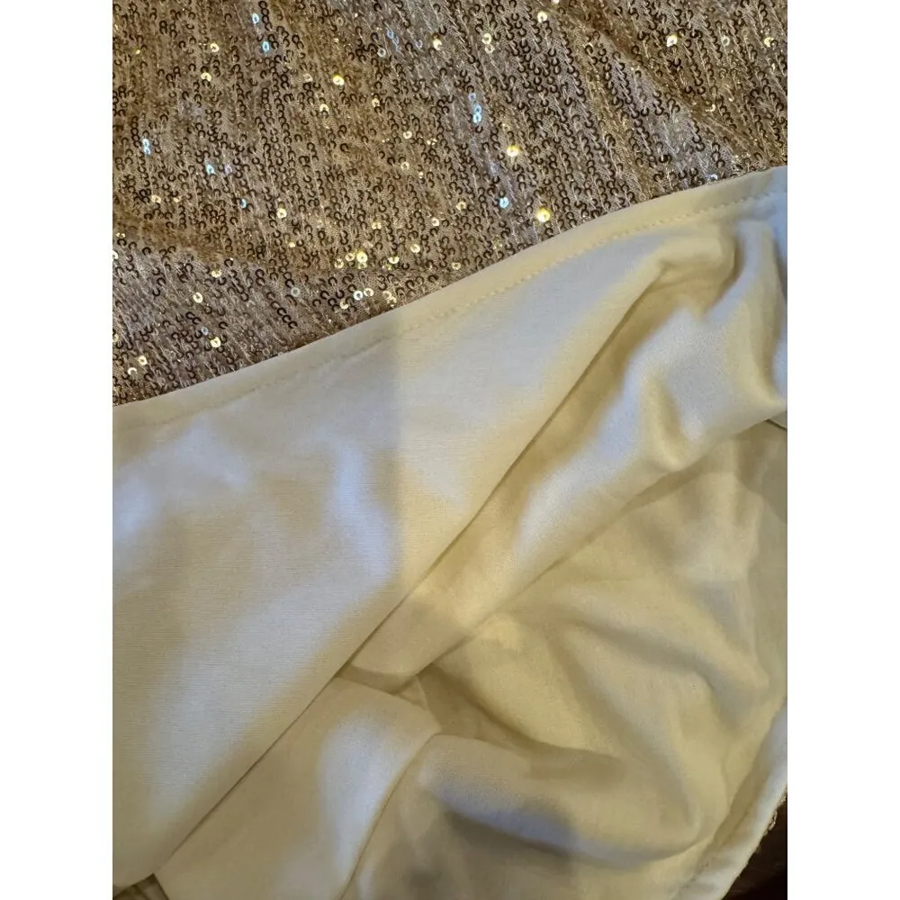 Club L London Skirt Women 4 Light Gold‎ Sequins Doing it For the Glam Maxi NWT Gold - Image 11