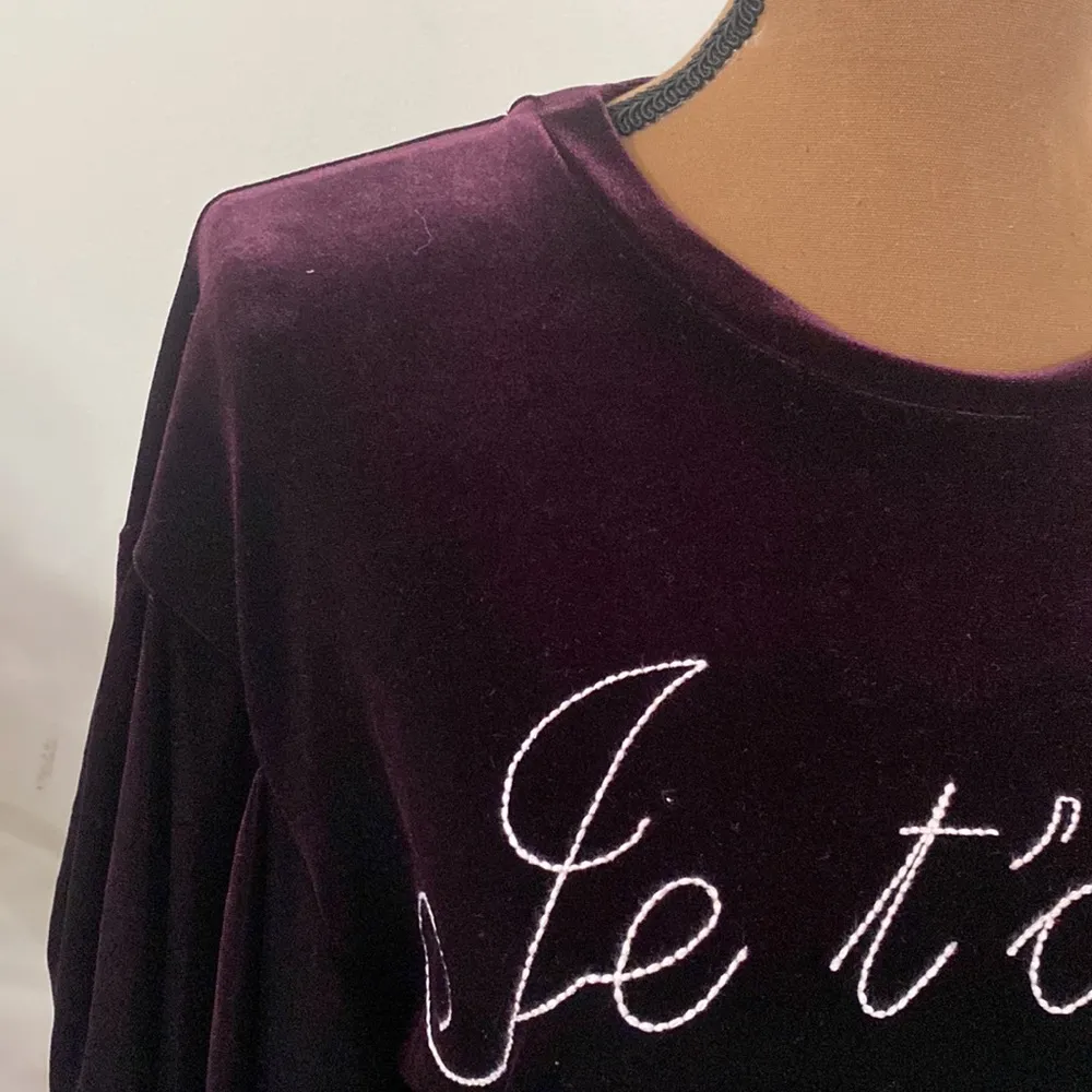 Misa Los Angeles je t’adore embroidered velvet balloon sleeve sweatshirt size S - Image 8