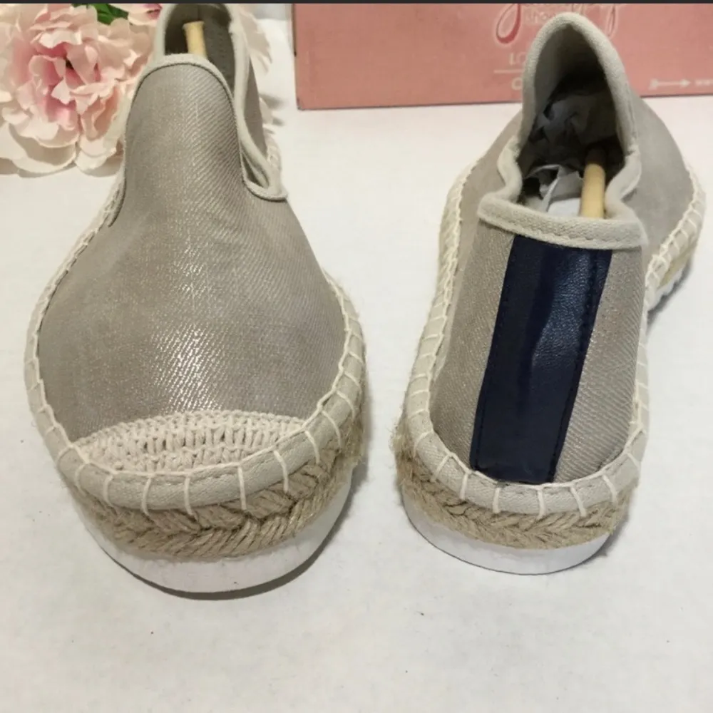 Platform espadrilles slip on shimmery nude - Image 4