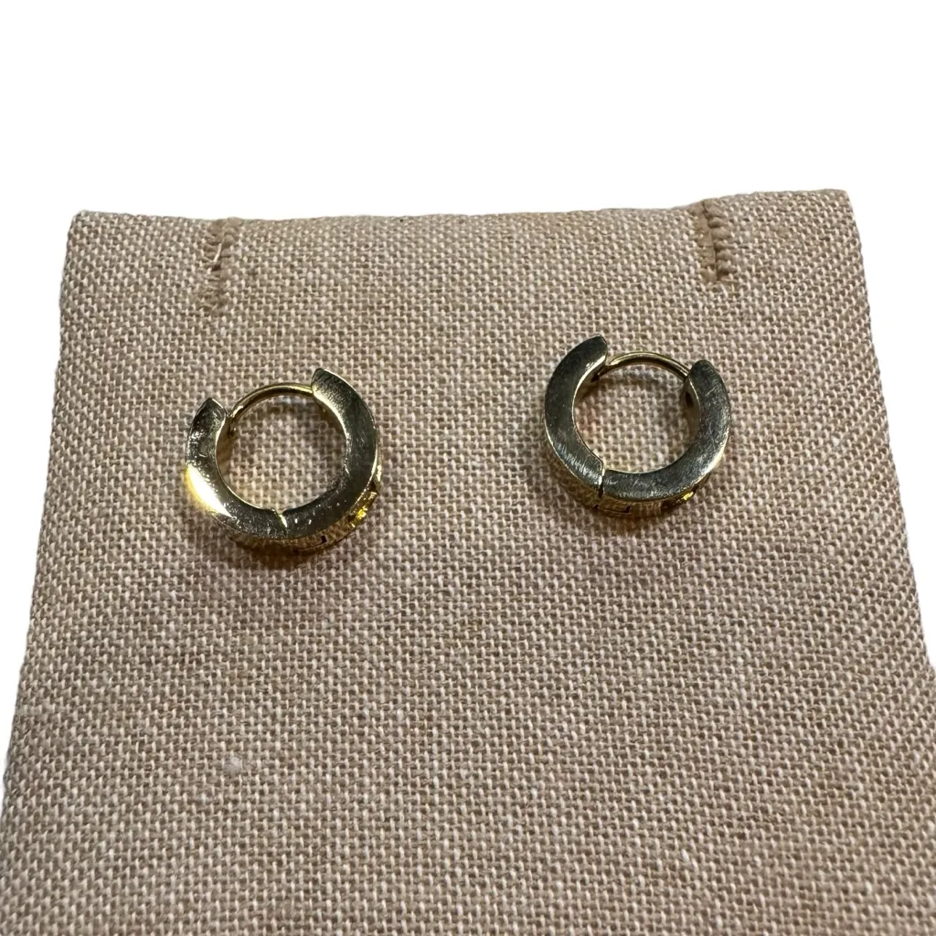 Stainless Steel 3 Stone Gold Tone Huggie Hoops - Image 9