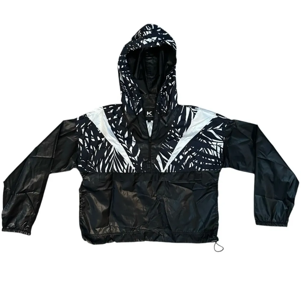 Koral Borde Hooded Anorak Black & White Palm Print Yoke NWOT Small Windbreaker - Image 5