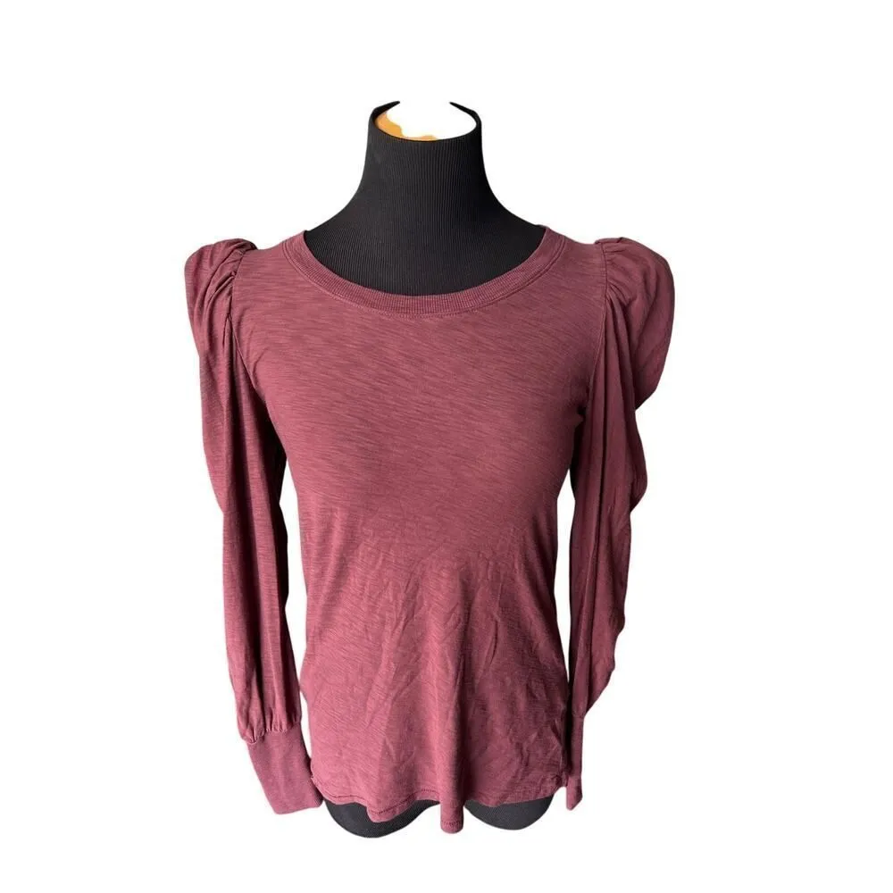 Nation LTD Romy Long Puff Sleeve in Garnet Burgundy Dark Romantic Small - Image 5