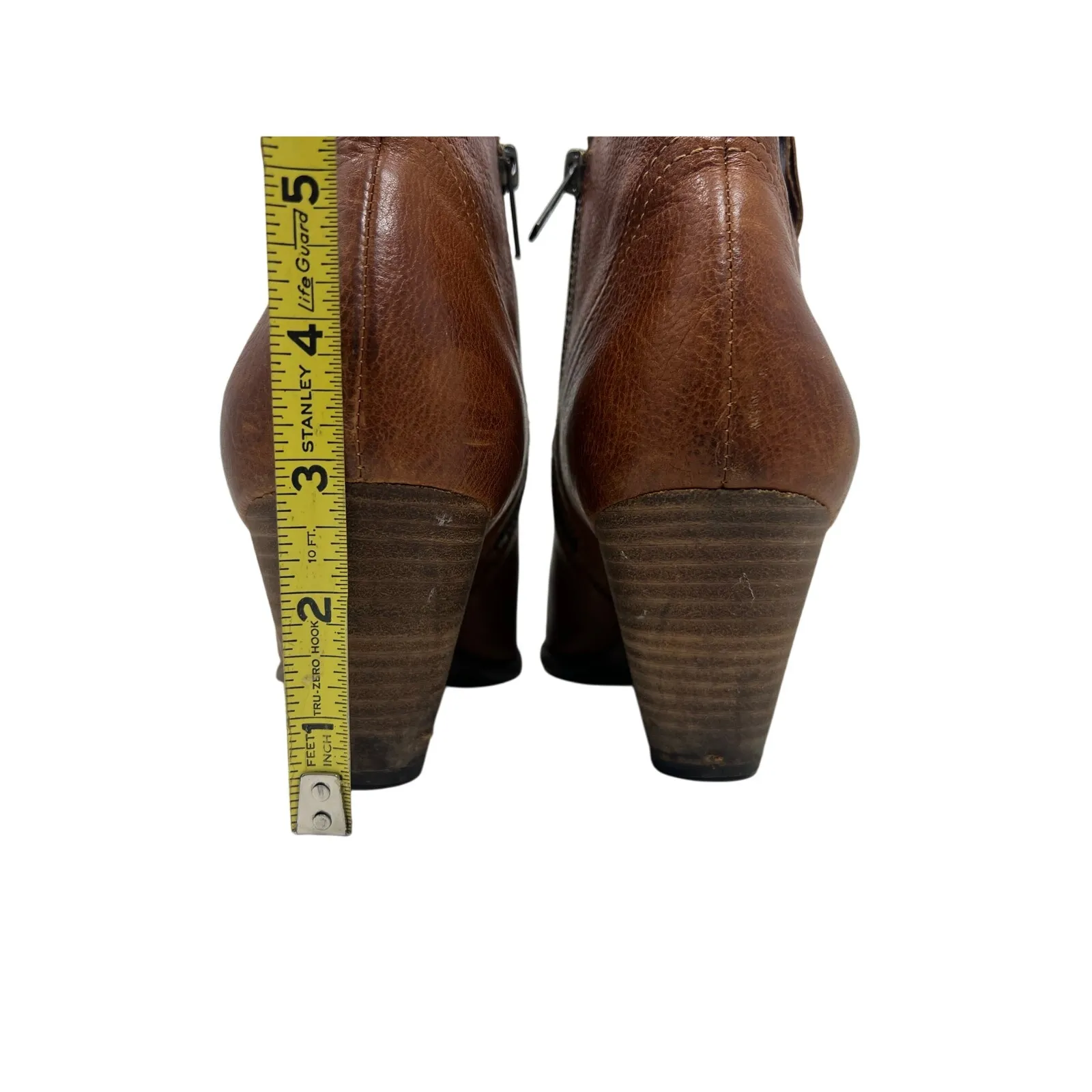 Frye Reina Western Pointed Toe Leather Ankle Boots in Cognac 8.5 - Image 10