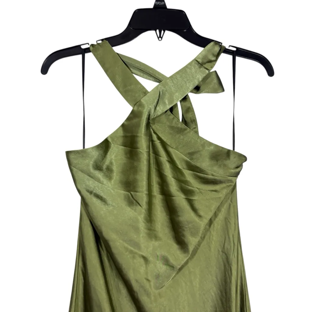 PETAL & PUP NWOT Olive Green Satin Grasie Midi Dress S 6 - Image 6