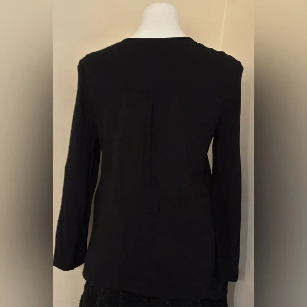 Karen Kane V Neck Black & White Thread Long Sleeve Comfortable Blouse Sz M - Image 7