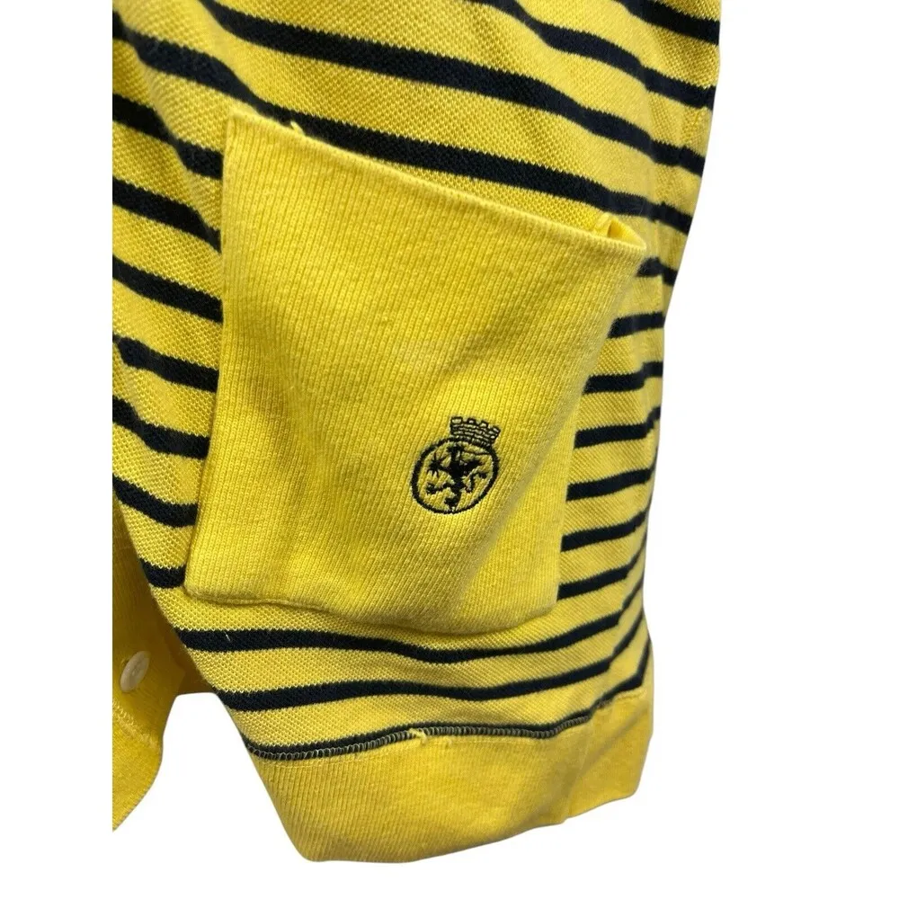 VTG 90s Tommy Hilfiger Yellow Blue Striped Academia V-neck Button Cardigan L - Image 12