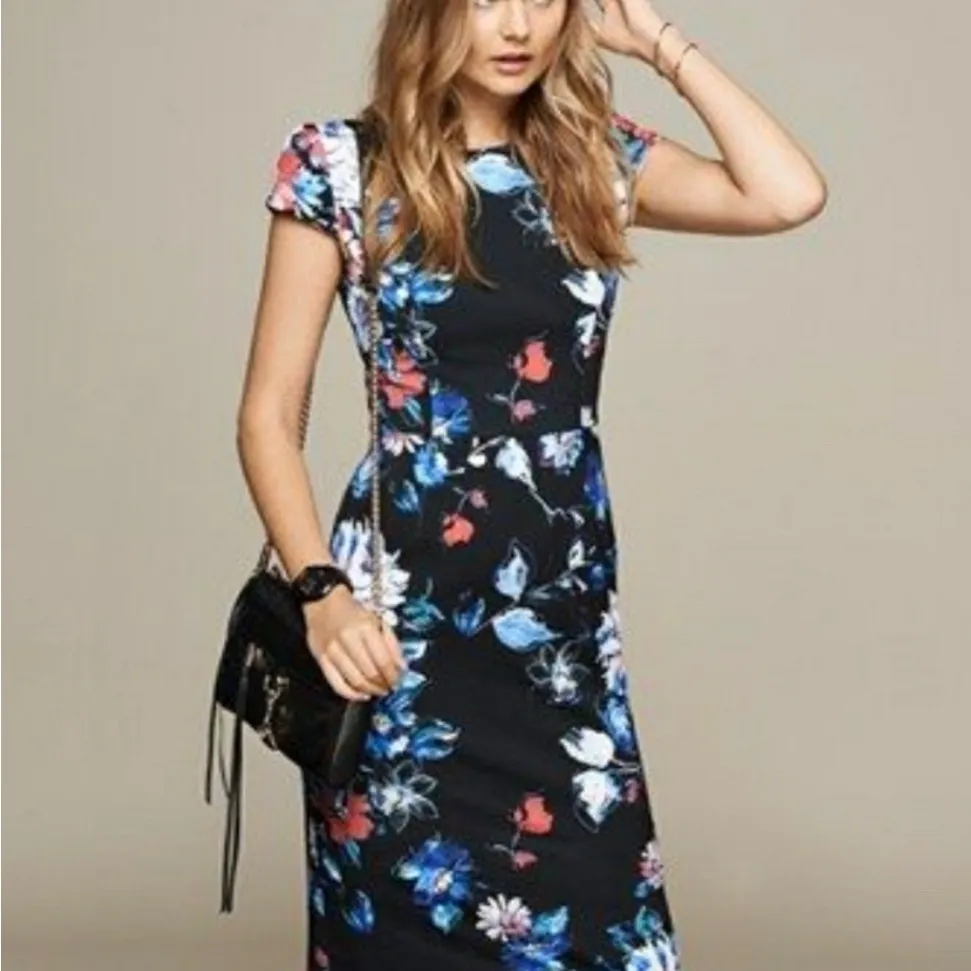 Betsey Johnson black floral print dress, size 8. - Image 2