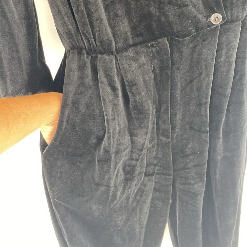 Vintage Scarlet black velvet pockets jumpsuit Christmas new year date night chic - Image 8