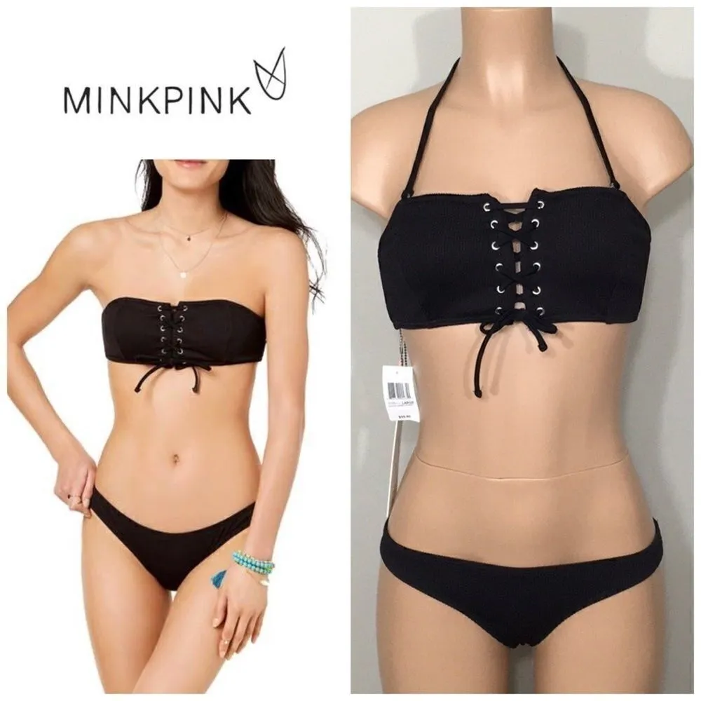 MINKPINK ribbed lace up bikini. NWT - Image 2