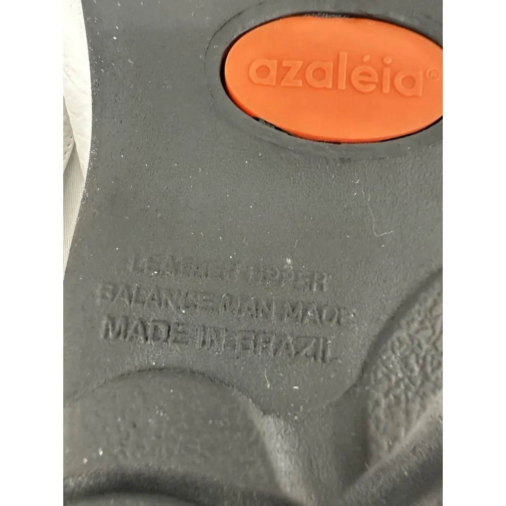 Azaleia Vtg White Leather‎ Slides Sandals Shoes Women's Size 9M Made In Brazil - Image 9