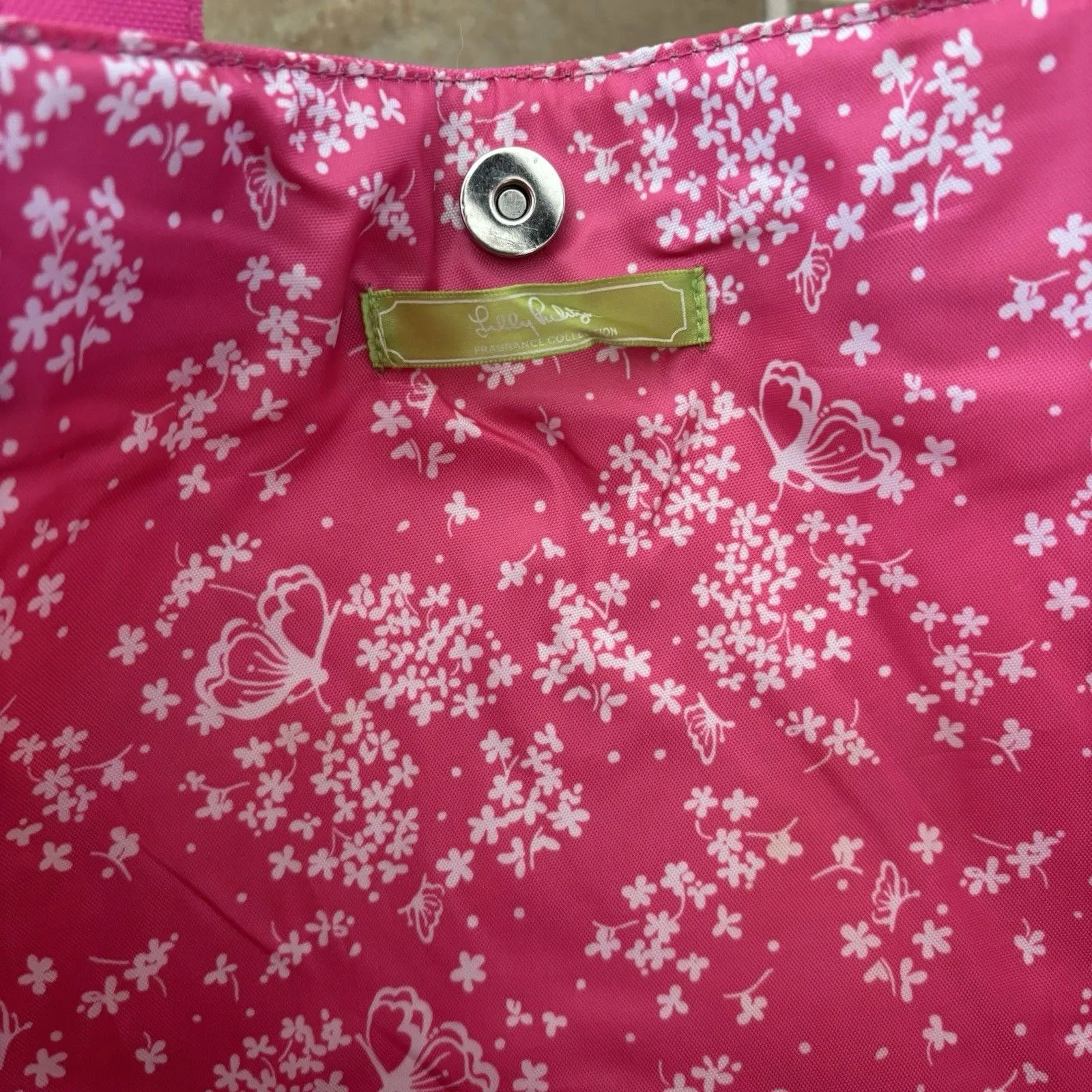 Lilly Pulitzer Tote Vintage Patchwork Summer Shoulder Bag Bright Pink - Image 5