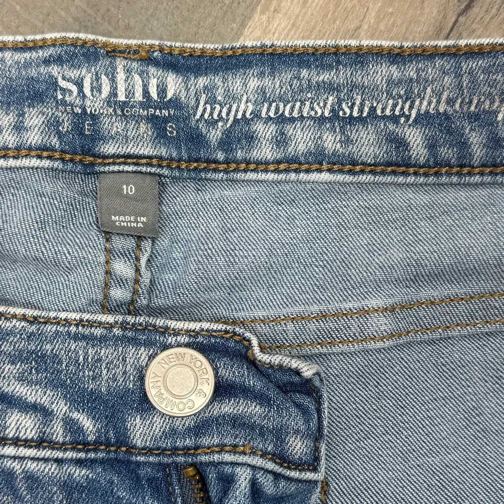 Soho Pearl Embellished Pockets Stone Washed High Waist Crop Jeans Blue 10 - Image 7