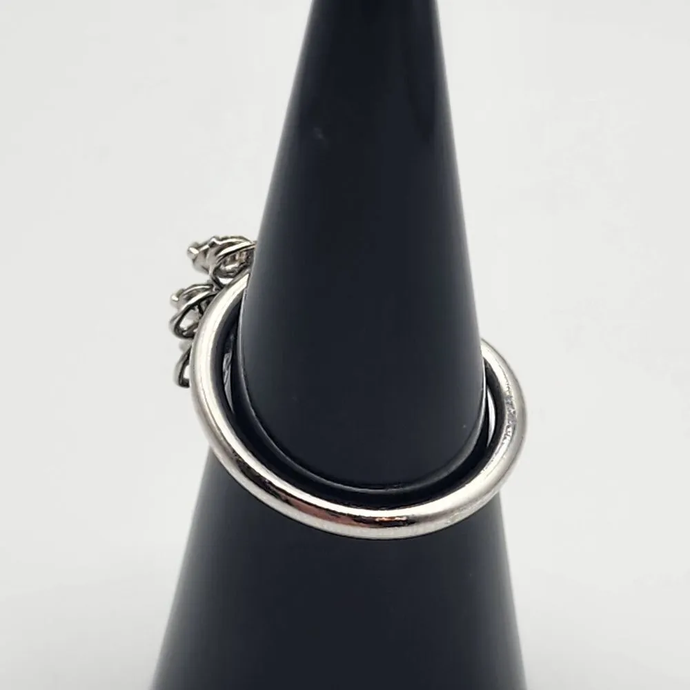 Vintage Sarah Coventry Silver Tone Layered Flower Wrap Adjustable Ring Silver - Image 4