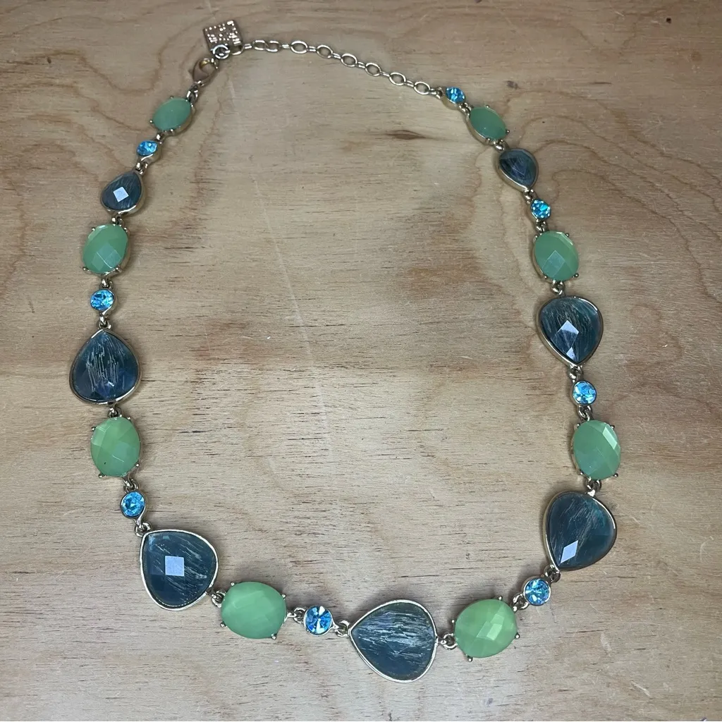 Anne Klein Elegant Green and Blue Gemstone Necklace - Image 2
