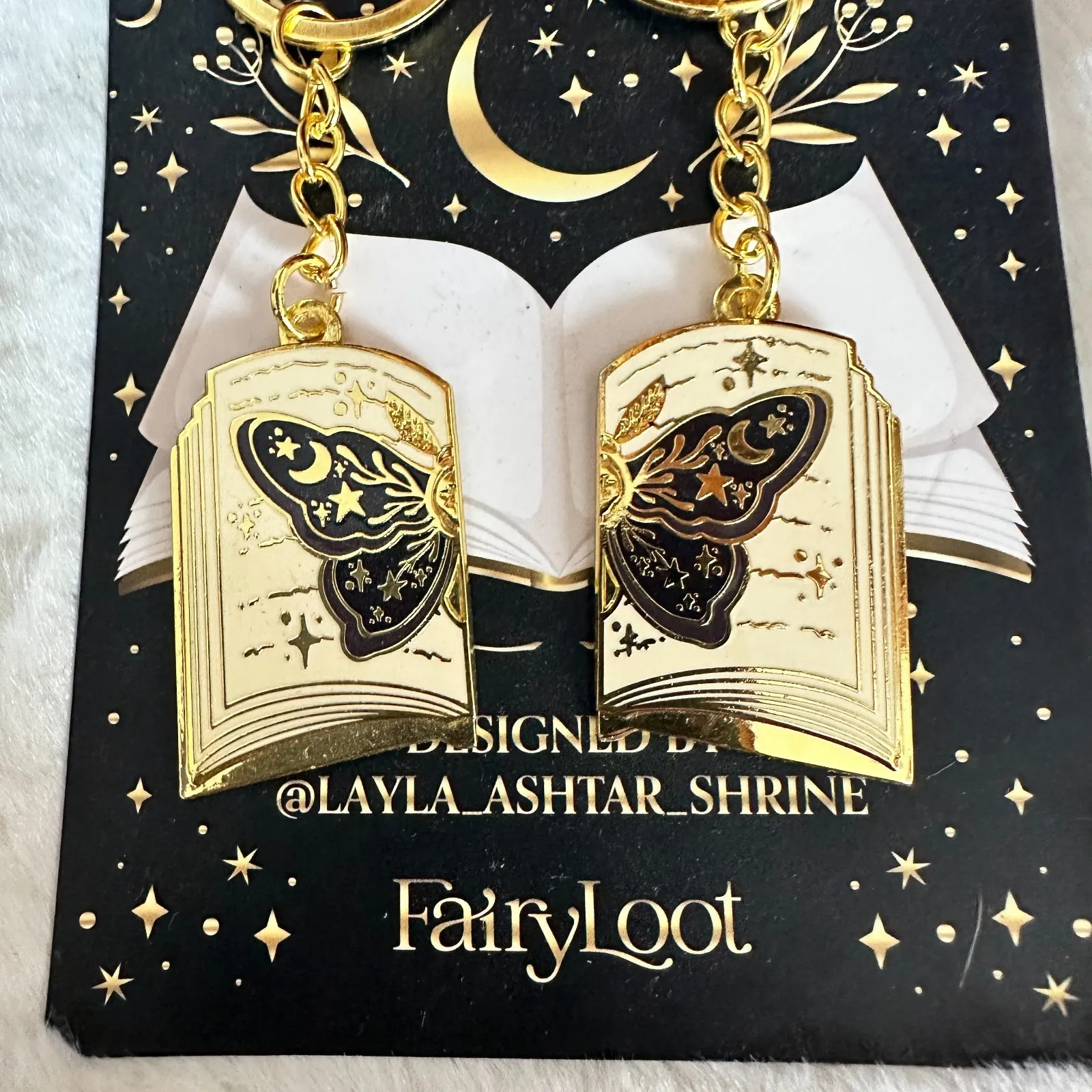 FairyLoot Crimson Moth Friendship Keychain Celestial Whimsical Bookish Gift - Image 2