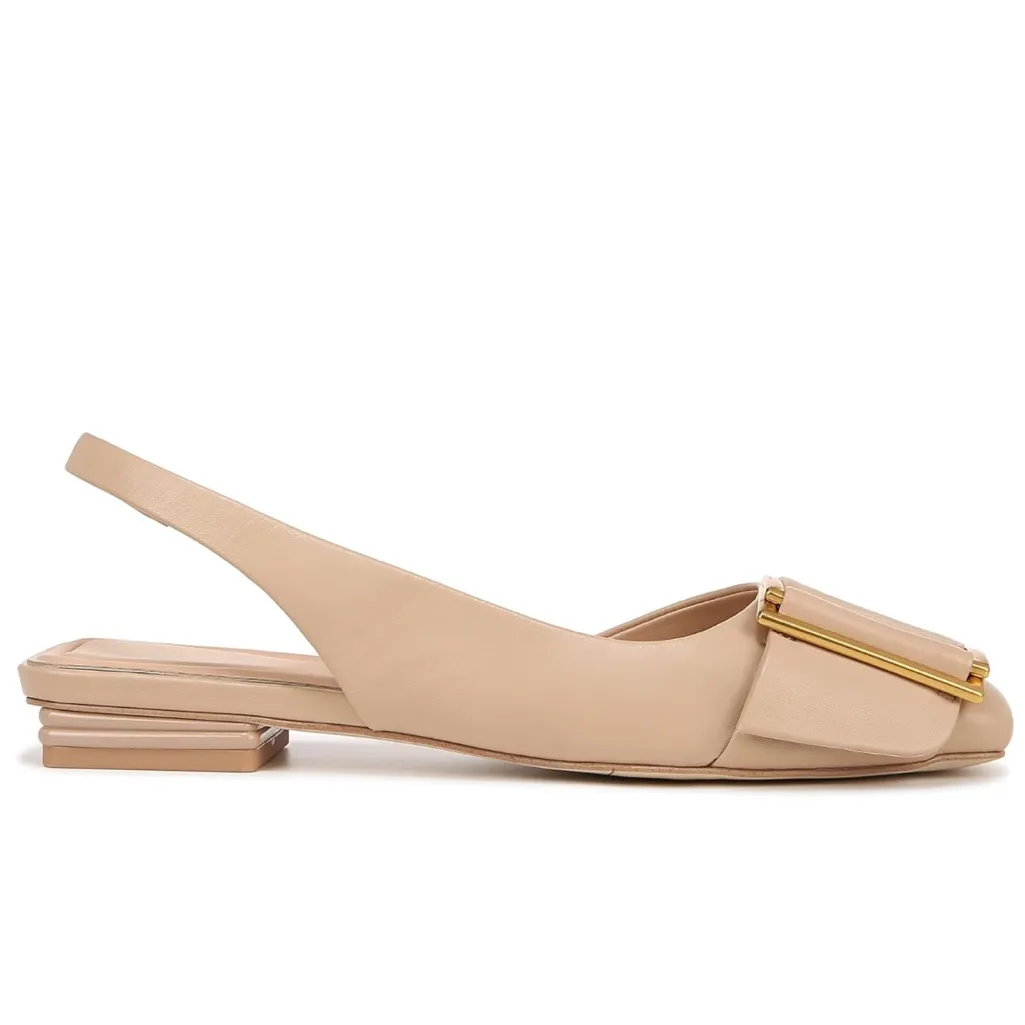 Franco Sarto Women's Classic Leather Ballet Flat Sling Backs Beige Sz 8 - Image 3