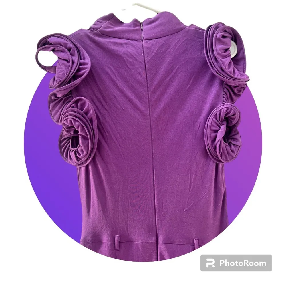 Purple Lilac Ruffled Sleeve Dress Size M - Image 3