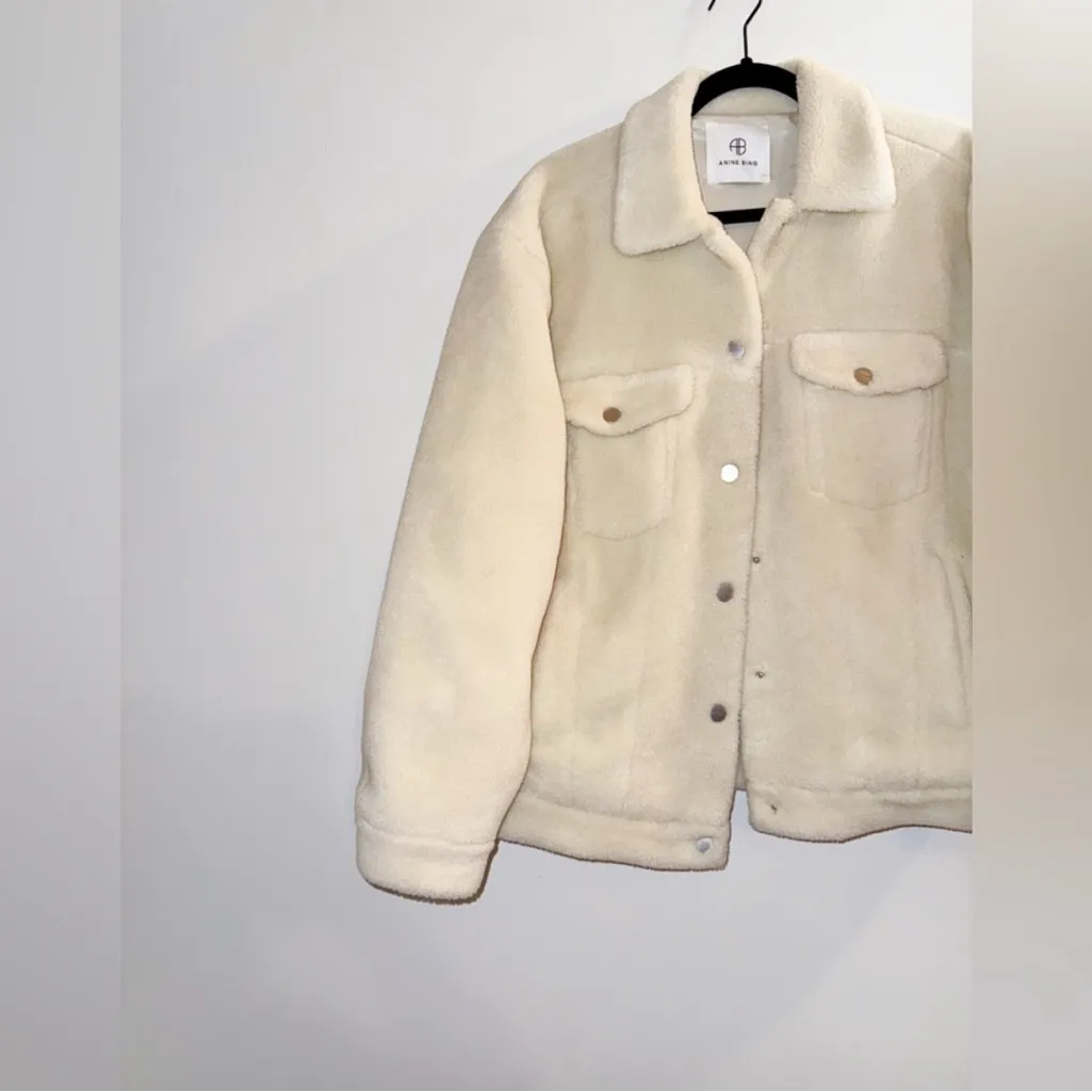 Anine Bing faux shearling oversized bomber jacket apres ski cabincore teddy - Image 11