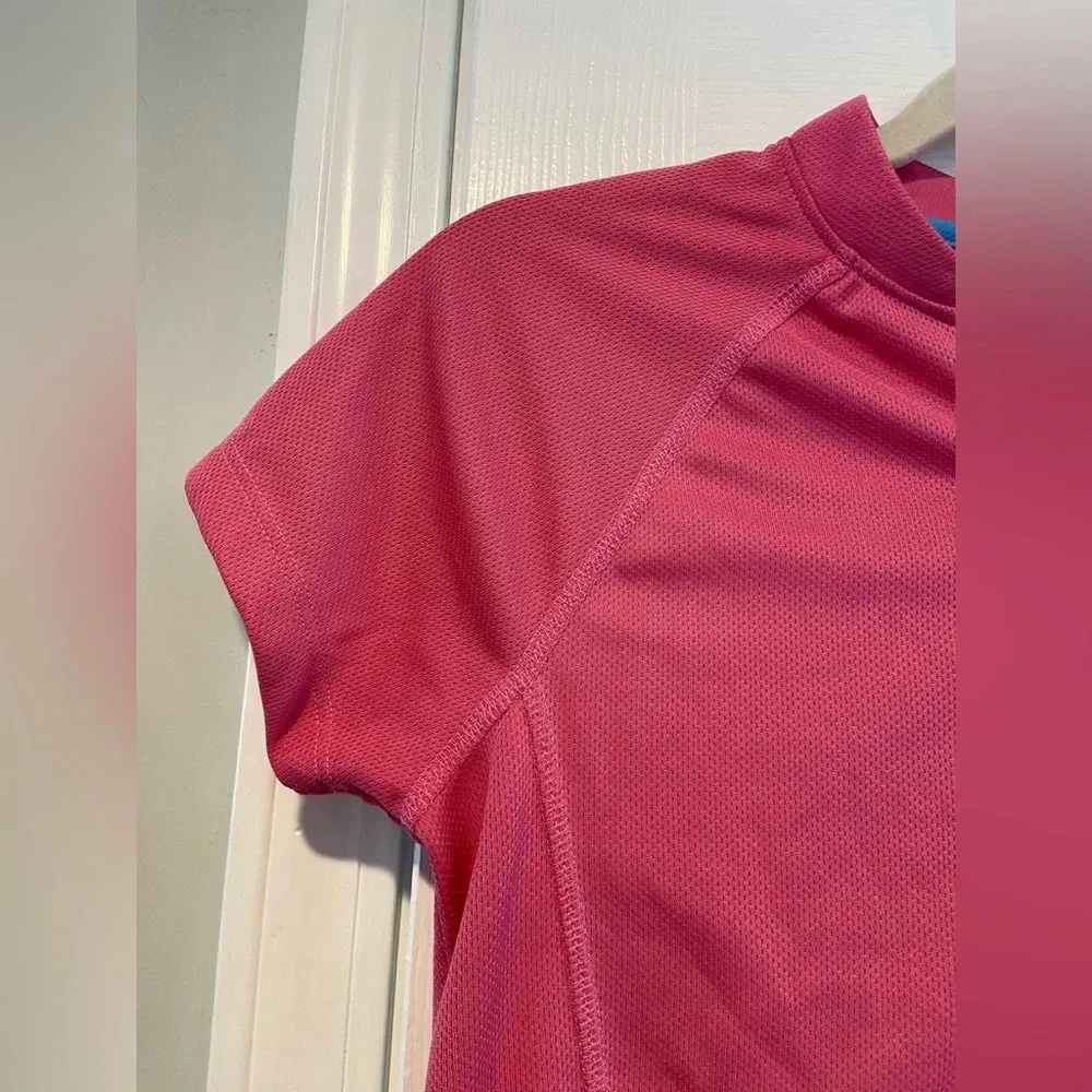L.L. Bean Quarter Zip Short Sleeve Pink Pullover Activewear Top Pocket Size S - Image 3
