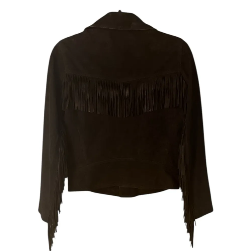 The Kooples Fringed Goat Leather Moto Jacket black suede - Image 8