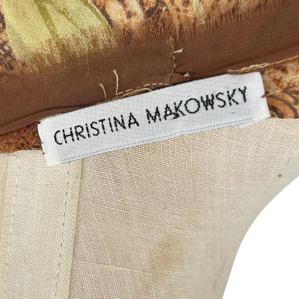 Christina Makowsky Caftan Kimono Top Blouse Paisley Floral Print Brown‎ Tan Brown - Image 11