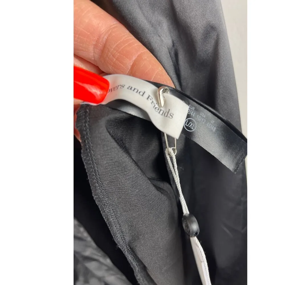 Lovers + Friends Black Satin Laced Neckline Open Back Draped Bodysuit Size Large - Image 11