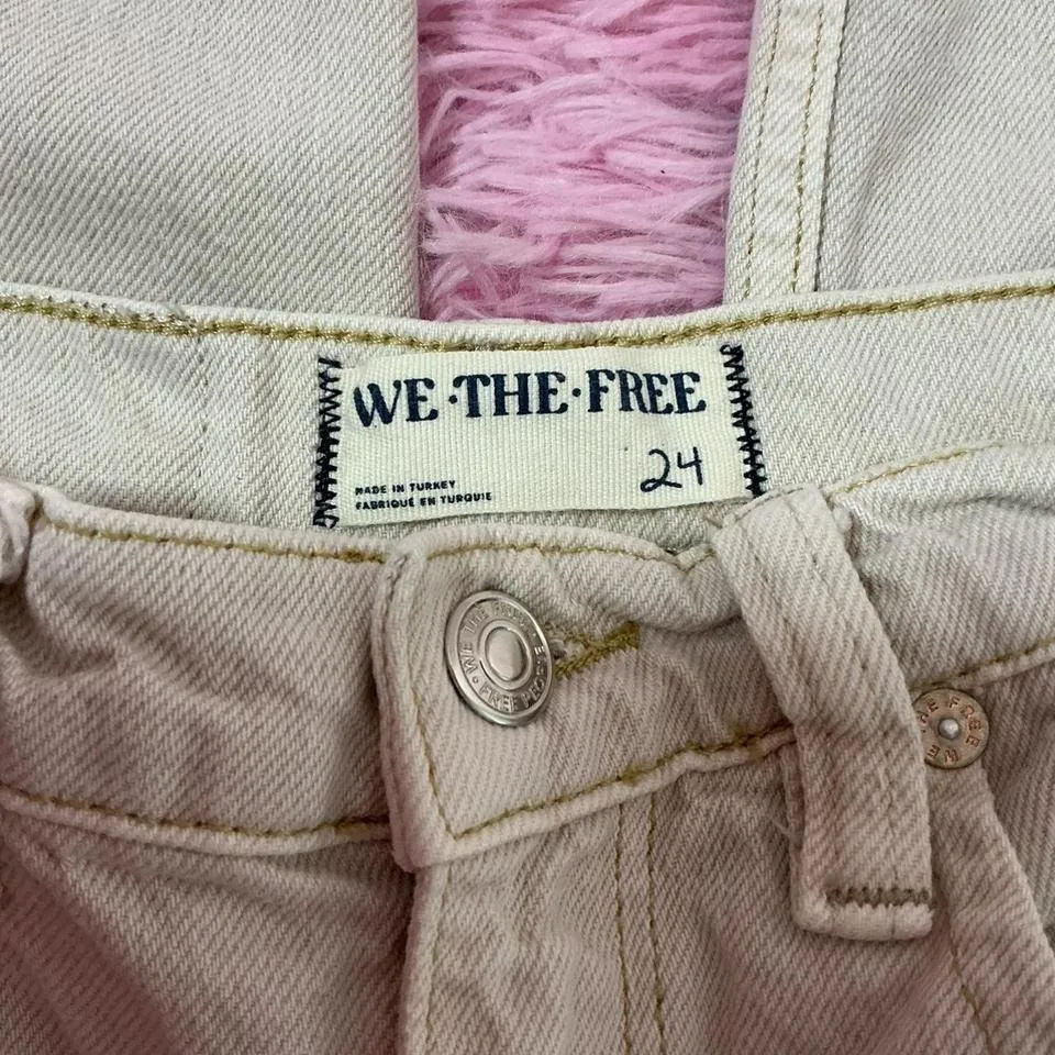 We The Free People Tinsley Baggy Cream‎ Carpenter Jeans Wide Leg Utility Pocket - Image 4