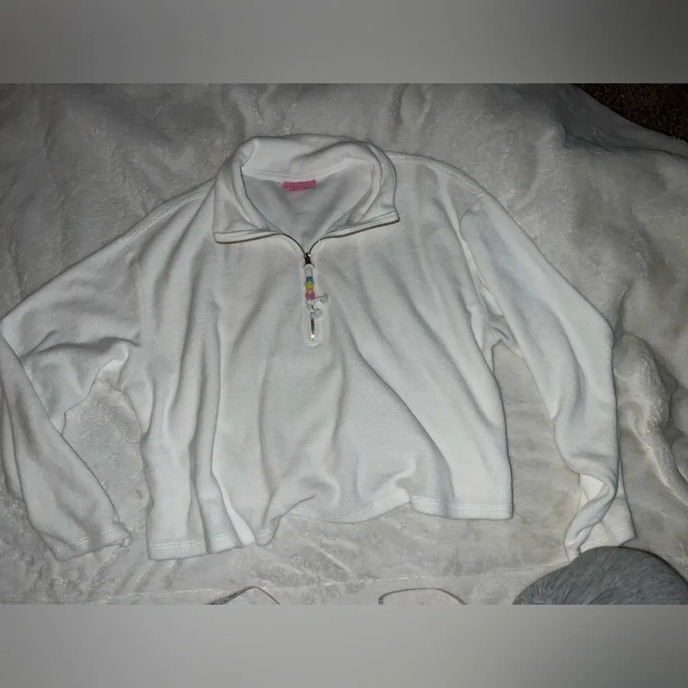 Stoney Clover Lane X Target Terry Cropped 1/4 Zip Pullover White Large - Image 2