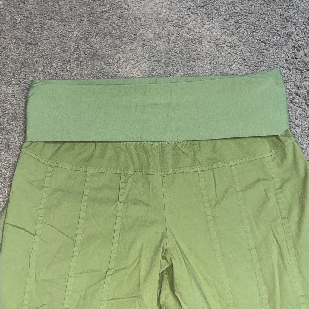 XCVI Wearables Foldover Flare Wide Leg Palazzo Pants Green Large - Image 4