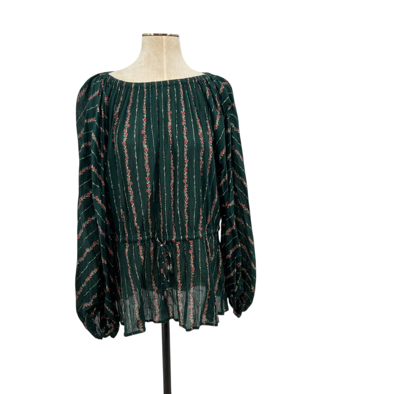 Roller Rabbit Mateaus Linden Top Blouse Cotton Gauze Peasant Green Size XL - Image 3
